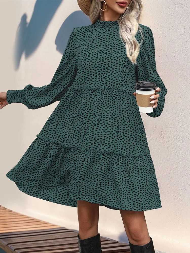 Leopard Print Long-sleeved Dress