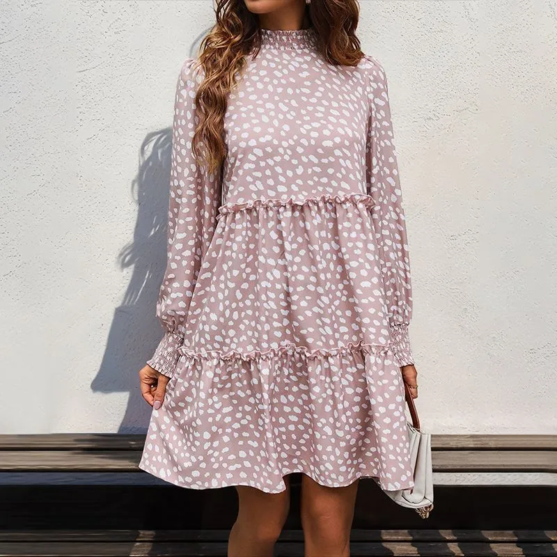 Leopard Print Long-sleeved Dress