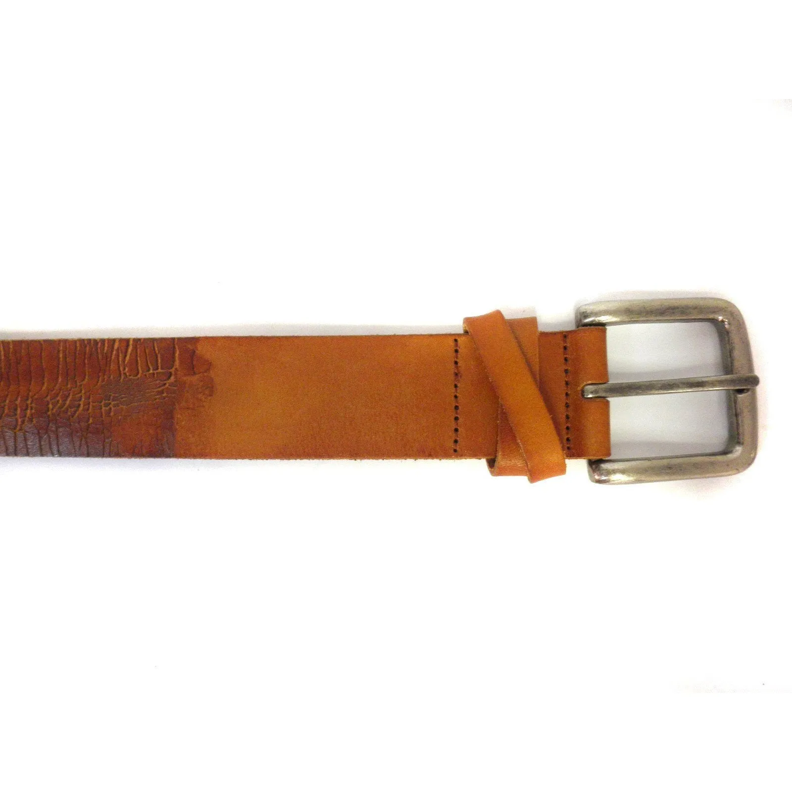 LLOYD - Mens Light Brown Leather Crackle Detail Belt with Silver Buckle