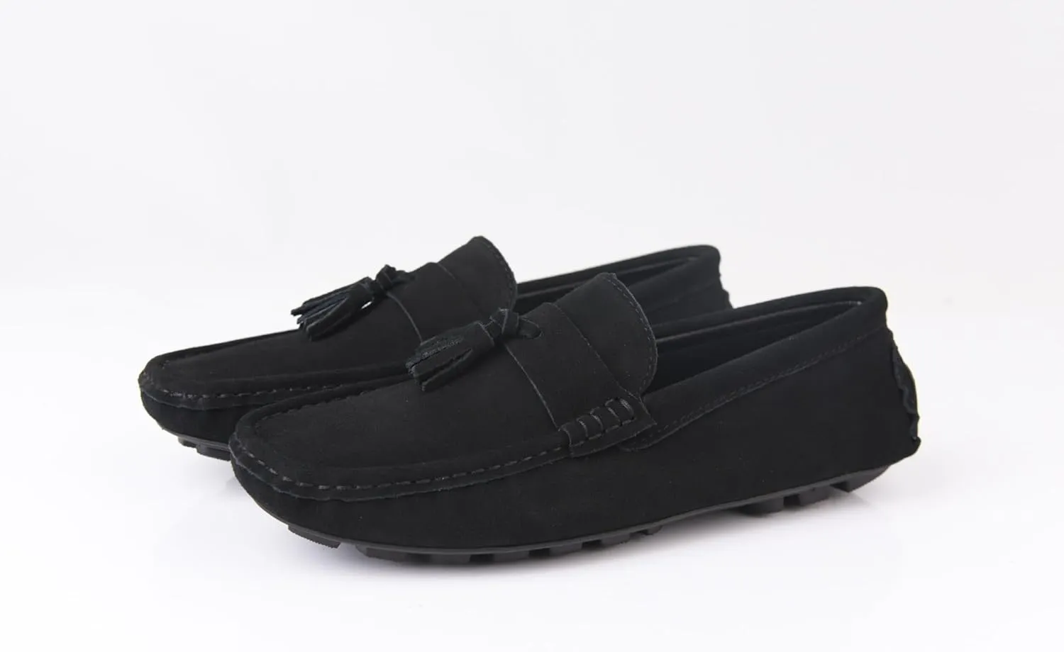 Loafers for Men Round Toe Nubuck Leather Driving Loafers with Tassel Flat Heel Slip Resistant Lightweight Prom Slip-on