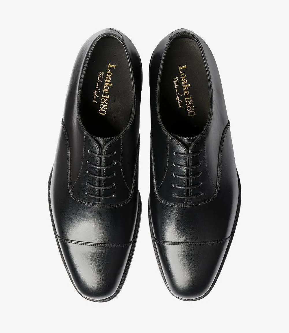 LOAKE ALDWYCH BLACK OXFORD TOE CAP LEATHER SOLE F-MEDIUM