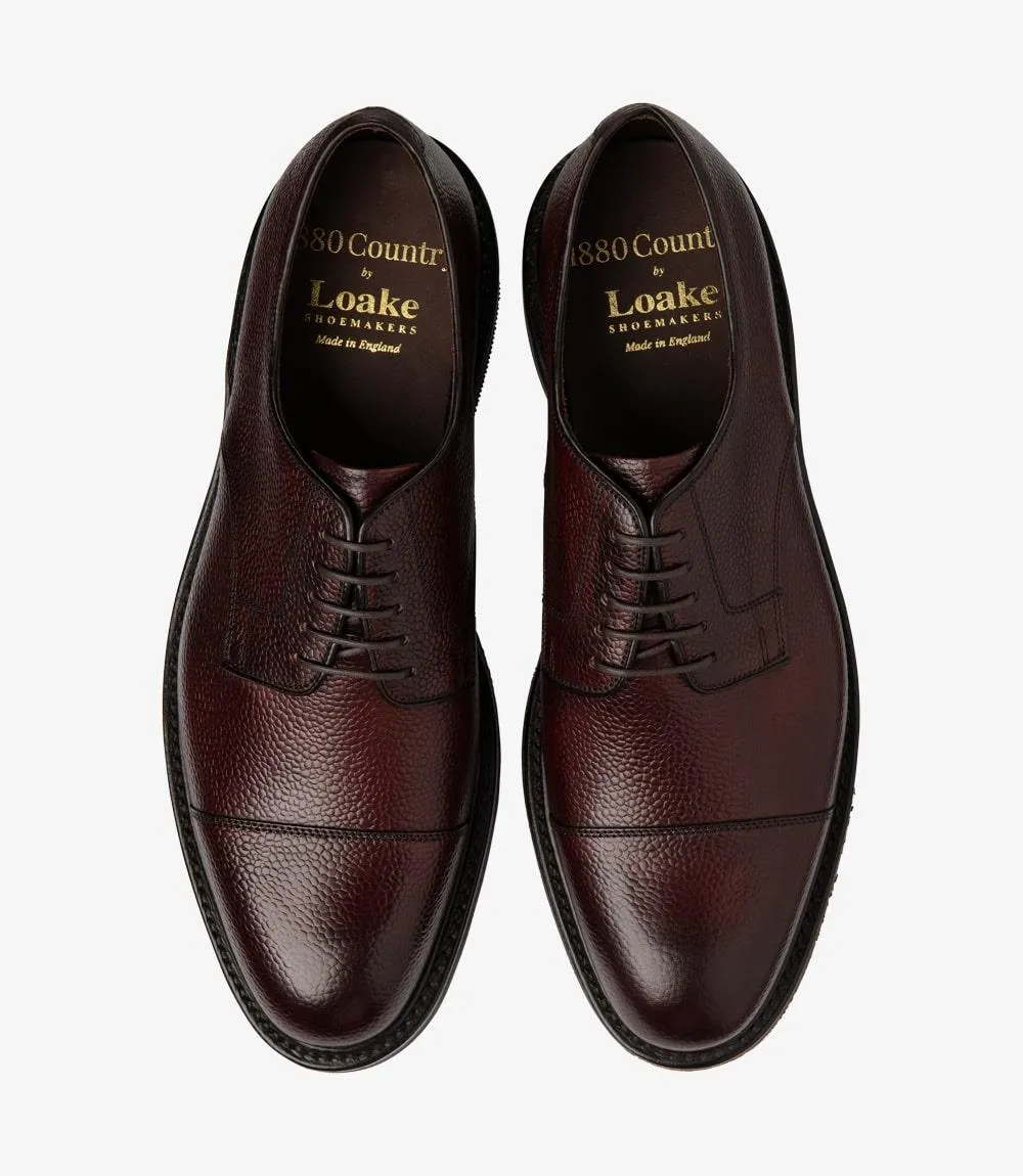 LOAKE AMPLEFORTH ROSEWOOD DERBY TOE CAP RUBBER SOLE F-MEDIUM