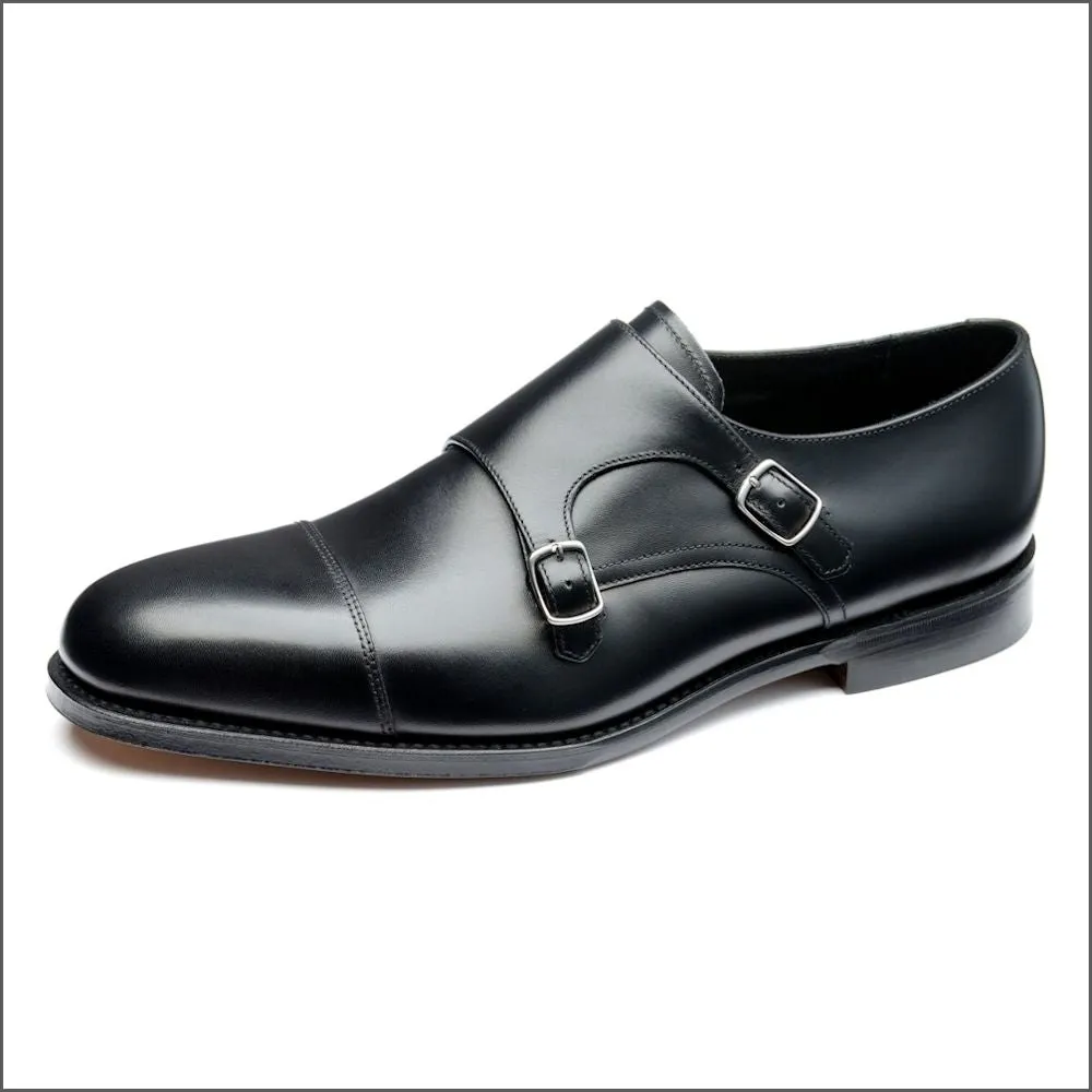 Loake Cannon Black Leather Buckle Monk Shoe Size 8.5 & 9 Only/