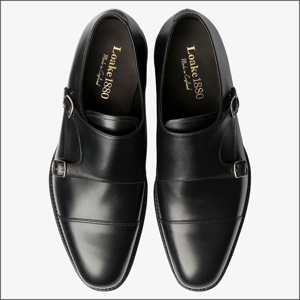 Loake Cannon Black Leather Buckle Monk Shoe Size 8.5 & 9 Only/