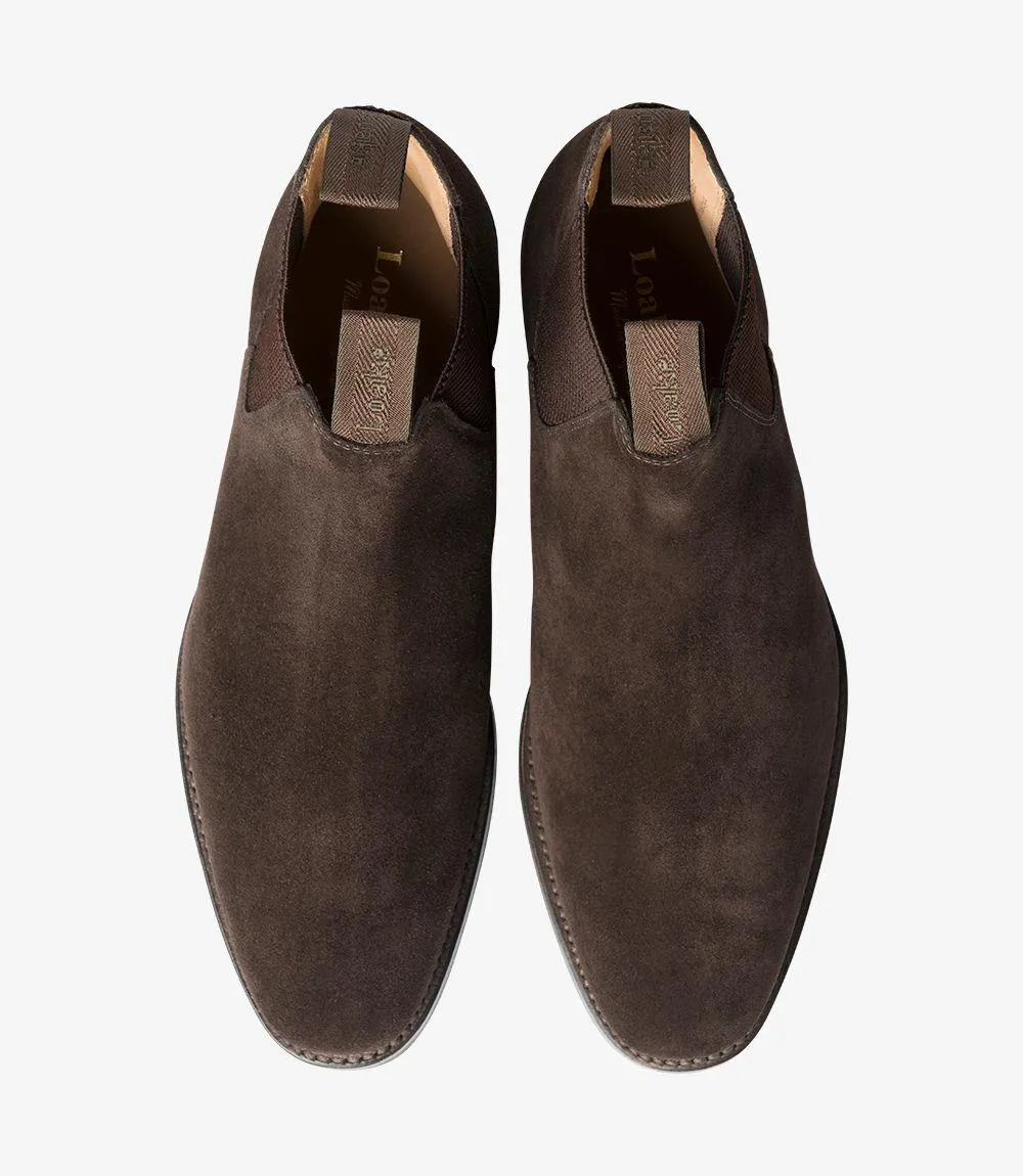LOAKE CHATSWORTH DARK BROWN SUEDE CHELSEA BOOT RUBBER SOLE G-WIDE