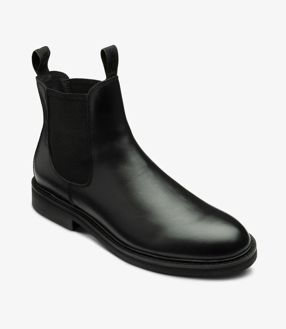 LOAKE DUCKSWORTH BLACK CHELSEA BOOT SLIP ON RUBBER SOLE F-MEDIUM