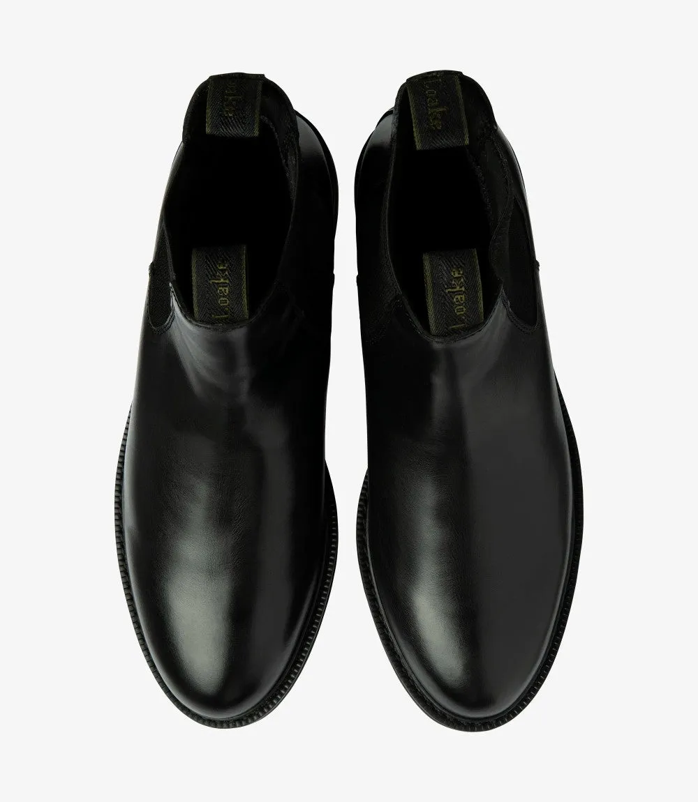LOAKE DUCKSWORTH BLACK CHELSEA BOOT SLIP ON RUBBER SOLE F-MEDIUM