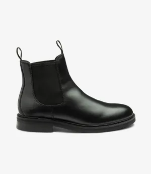 LOAKE DUCKSWORTH BLACK CHELSEA BOOT SLIP ON RUBBER SOLE F-MEDIUM