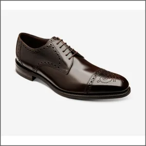 Loake Eldon Dark Brown Leather Premium Semi-Brogue@