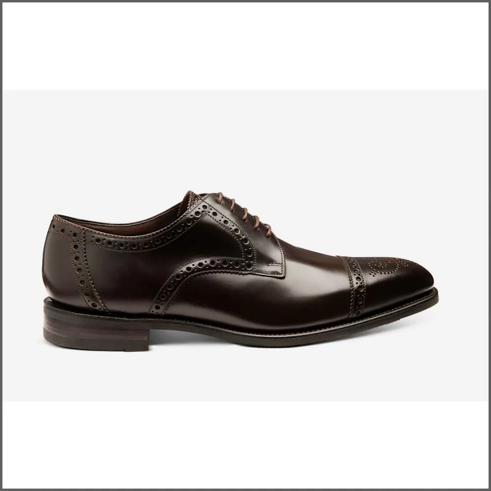 Loake Eldon Dark Brown Leather Premium Semi-Brogue@