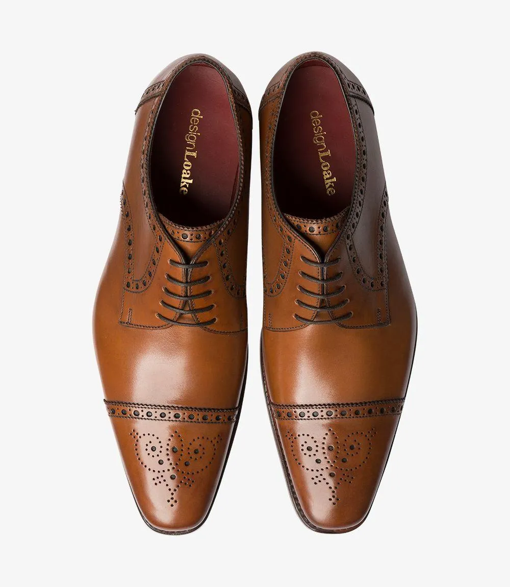 LOAKE FOLEY CEDAR DERBY SEMI BROGUE LEATHER SOLE F-MEDIUM