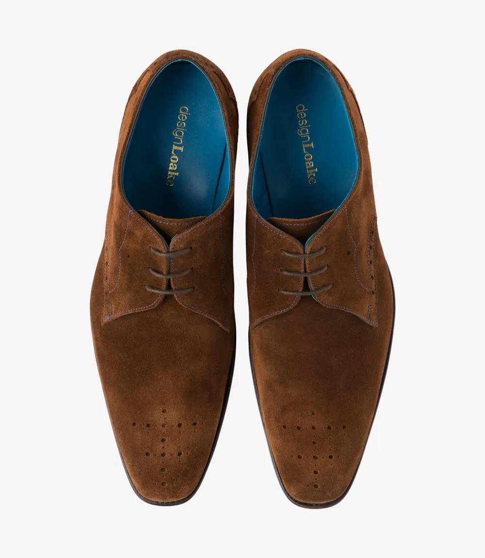 Loake Men's Hannibal Leather Derby Shoes Polo Brown Suede