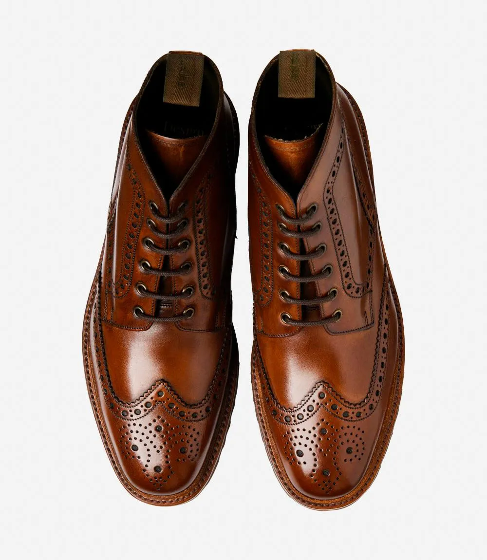 LOAKE PEGASUS CEDAR DERBY FULL-BROGUE BOOTS RUBBER SOLE G-WIDE