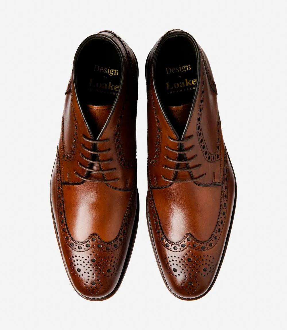 LOAKE SYWELL CEDAR BROGUE BOOT RUBBER SOLE F-MEDIUM