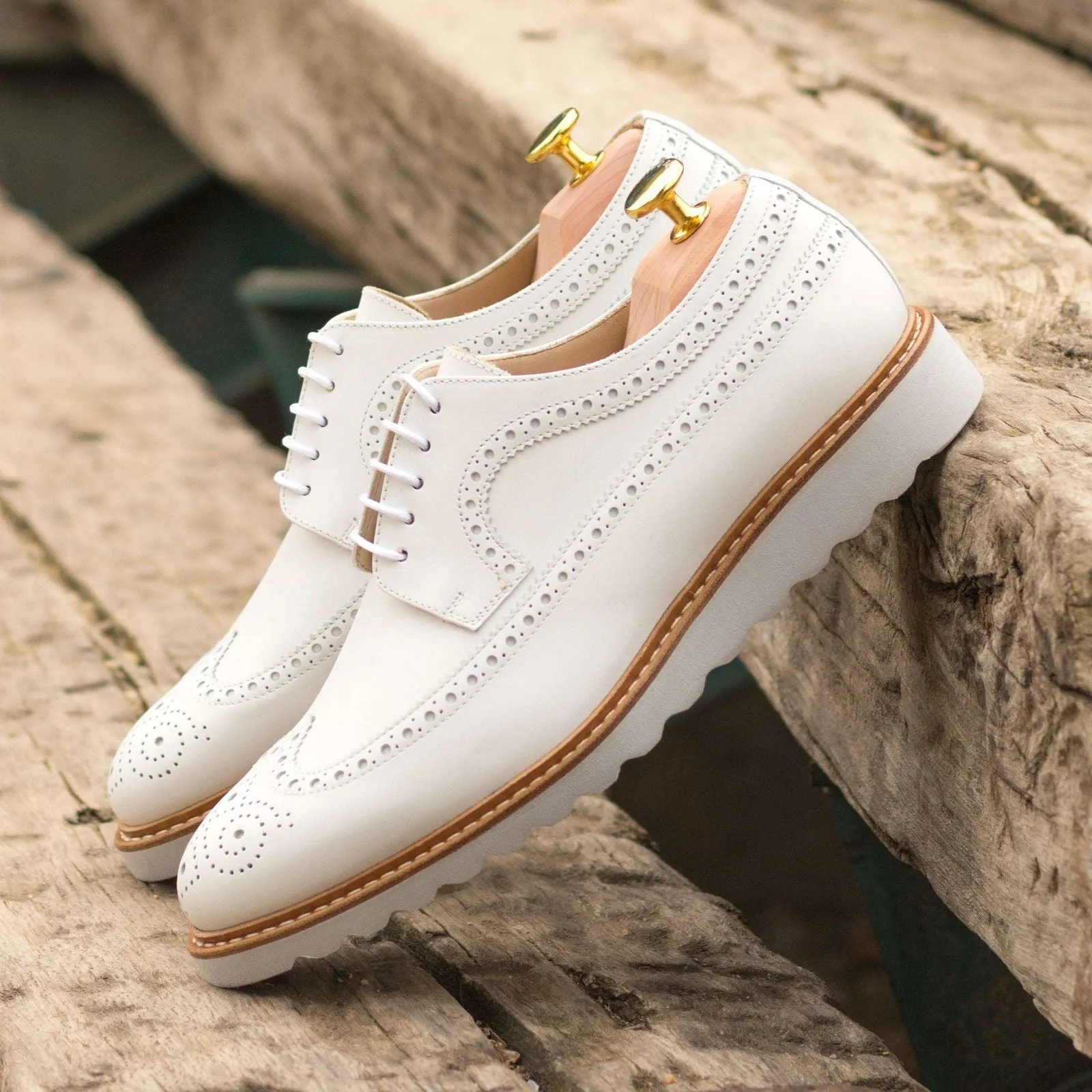 Longwing Blucher-Box Calf, White-Wholesale