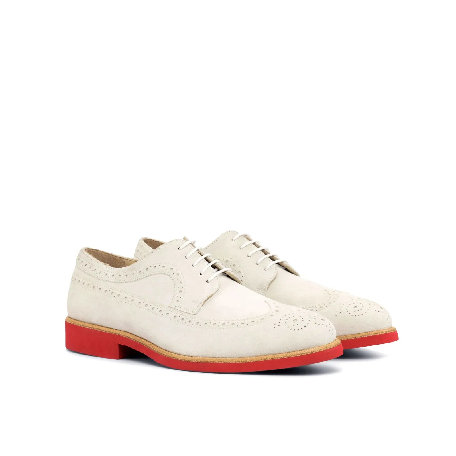 Longwing Blucher-Kid Suede, White-Wholesale