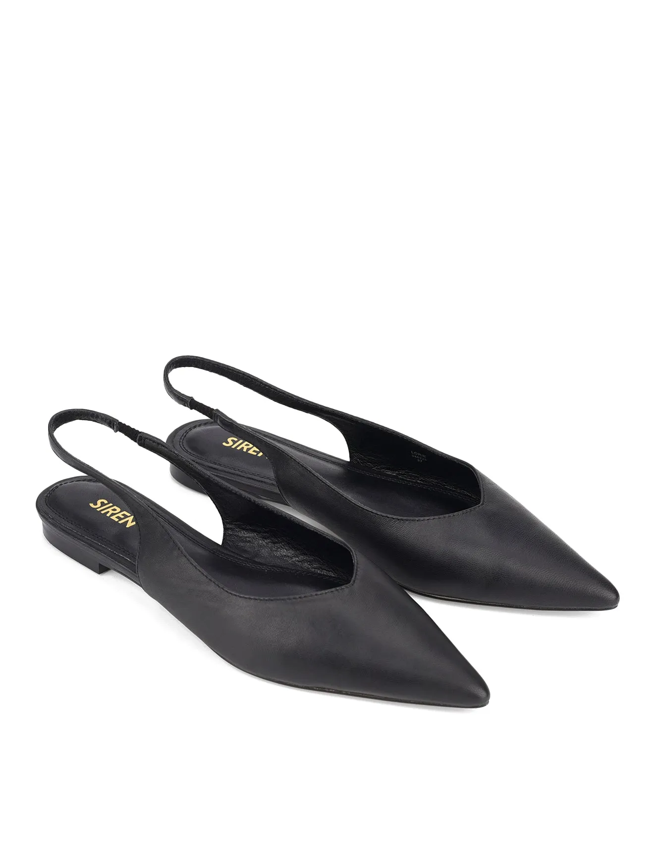 Lorie Slingback Flats - Black Leather