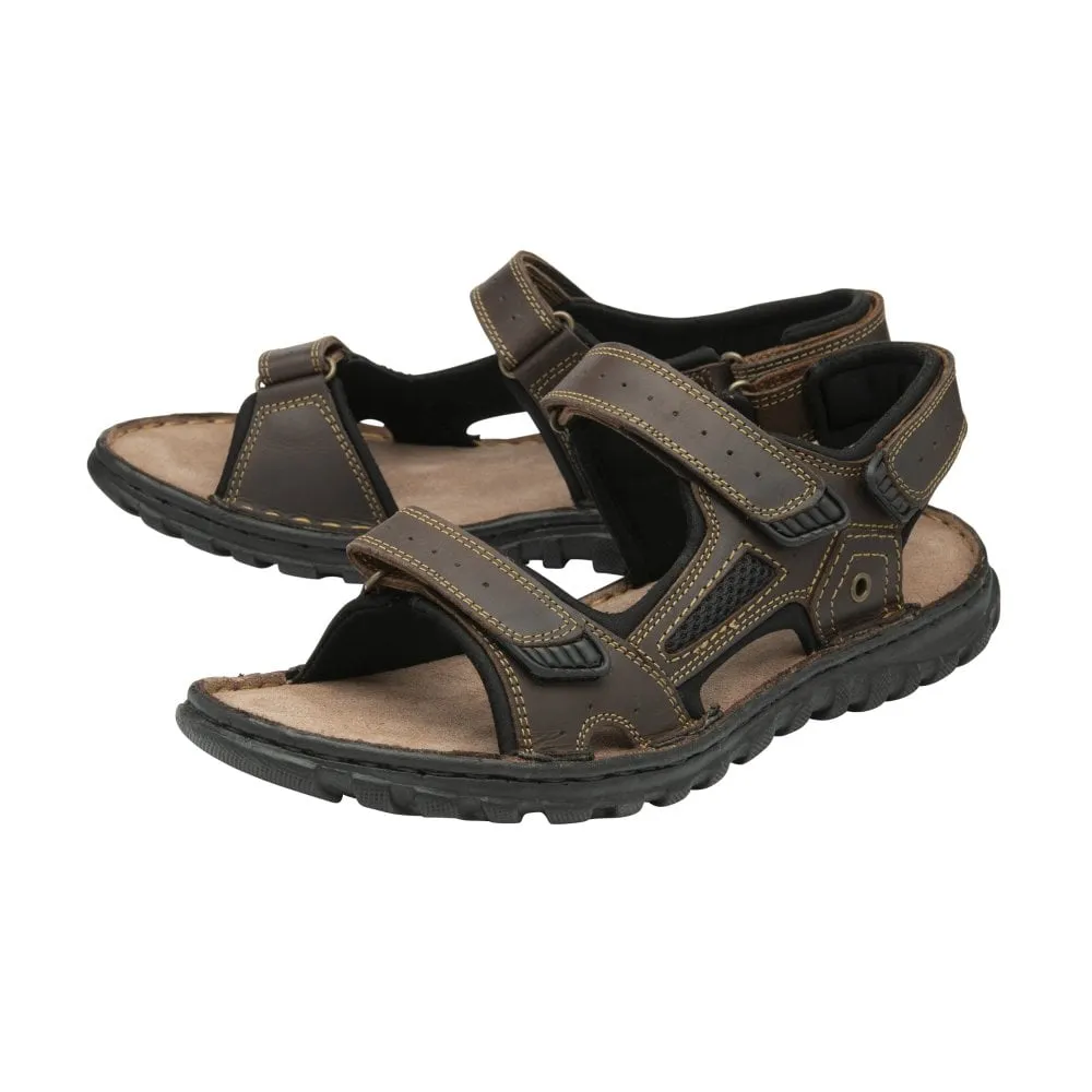 Lotus Noah Mens Brown Leather Touch Fastening Sandals
