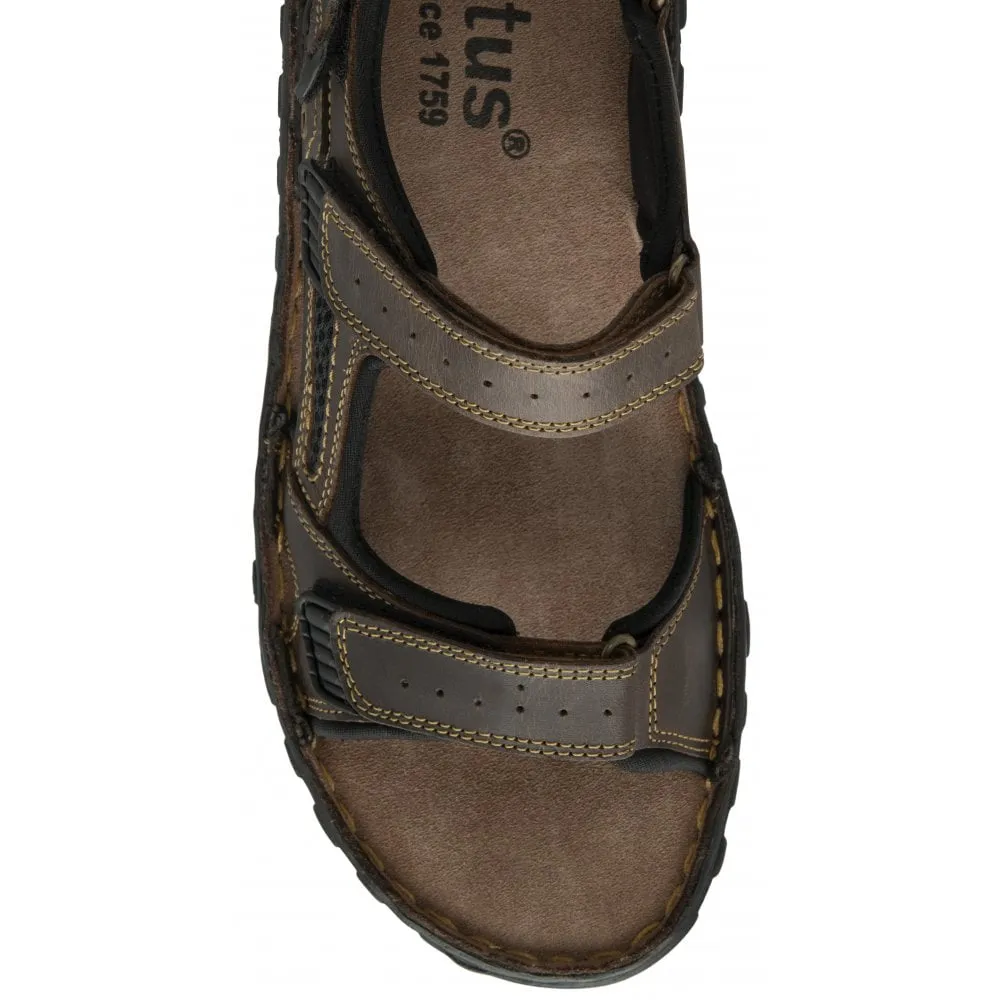 Lotus Noah Mens Brown Leather Touch Fastening Sandals