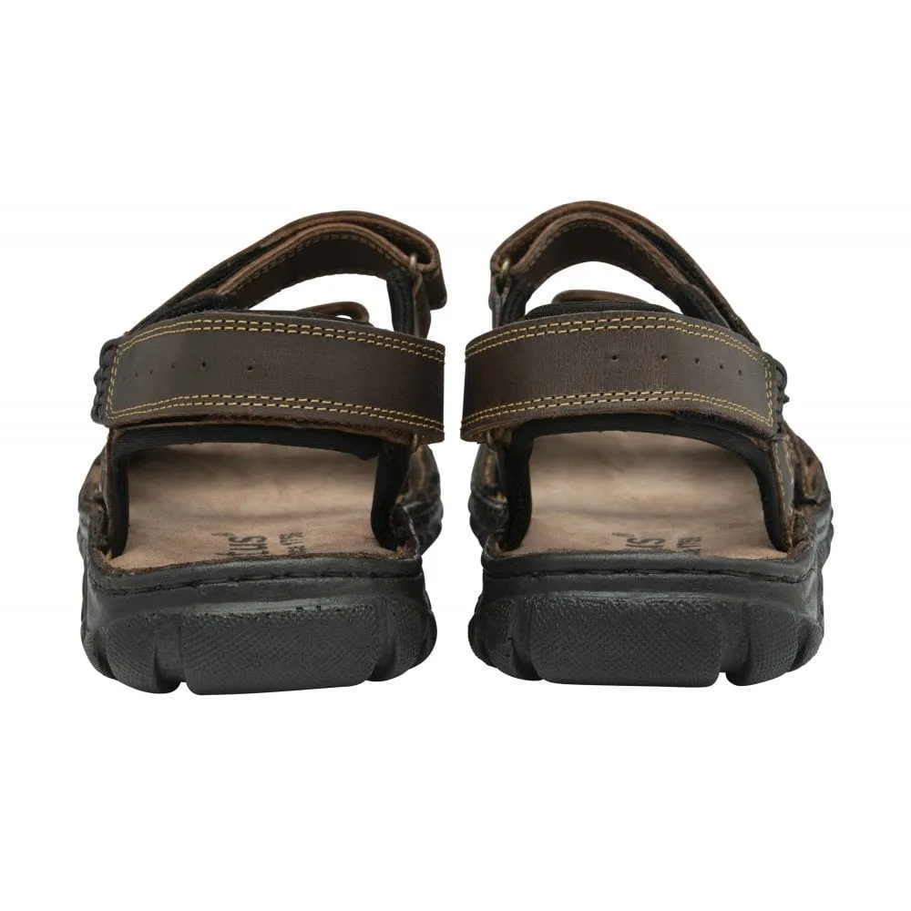 Lotus Noah Mens Brown Leather Touch Fastening Sandals