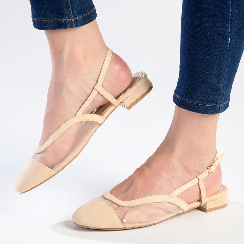 Madison Bluma 2 Low Block Heel Slingback Sandal - Nude