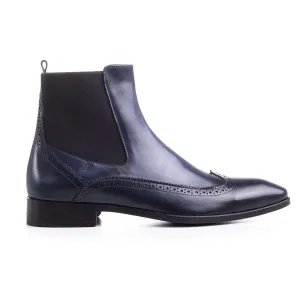 Maglieriapelle Men's Designer Shoes Blue Navy Tepekoy Leather Boots (MGS1068)