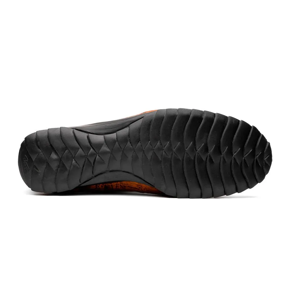 Marco Di Milano Saulo Men's Shoes Green & Cognac Exotic Ostrich / Alligator Casual Sneakers (MDM1045)
