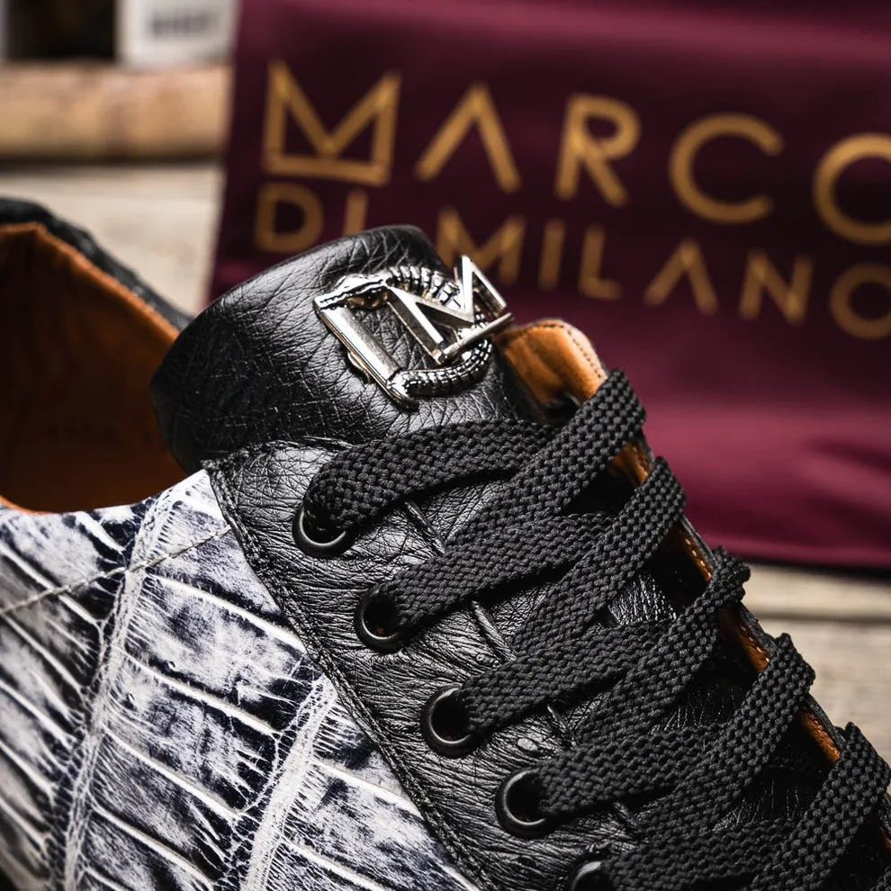 Marco Di Milano Saulo Men's Shoes Green & Cognac Exotic Ostrich / Alligator Casual Sneakers (MDM1045)