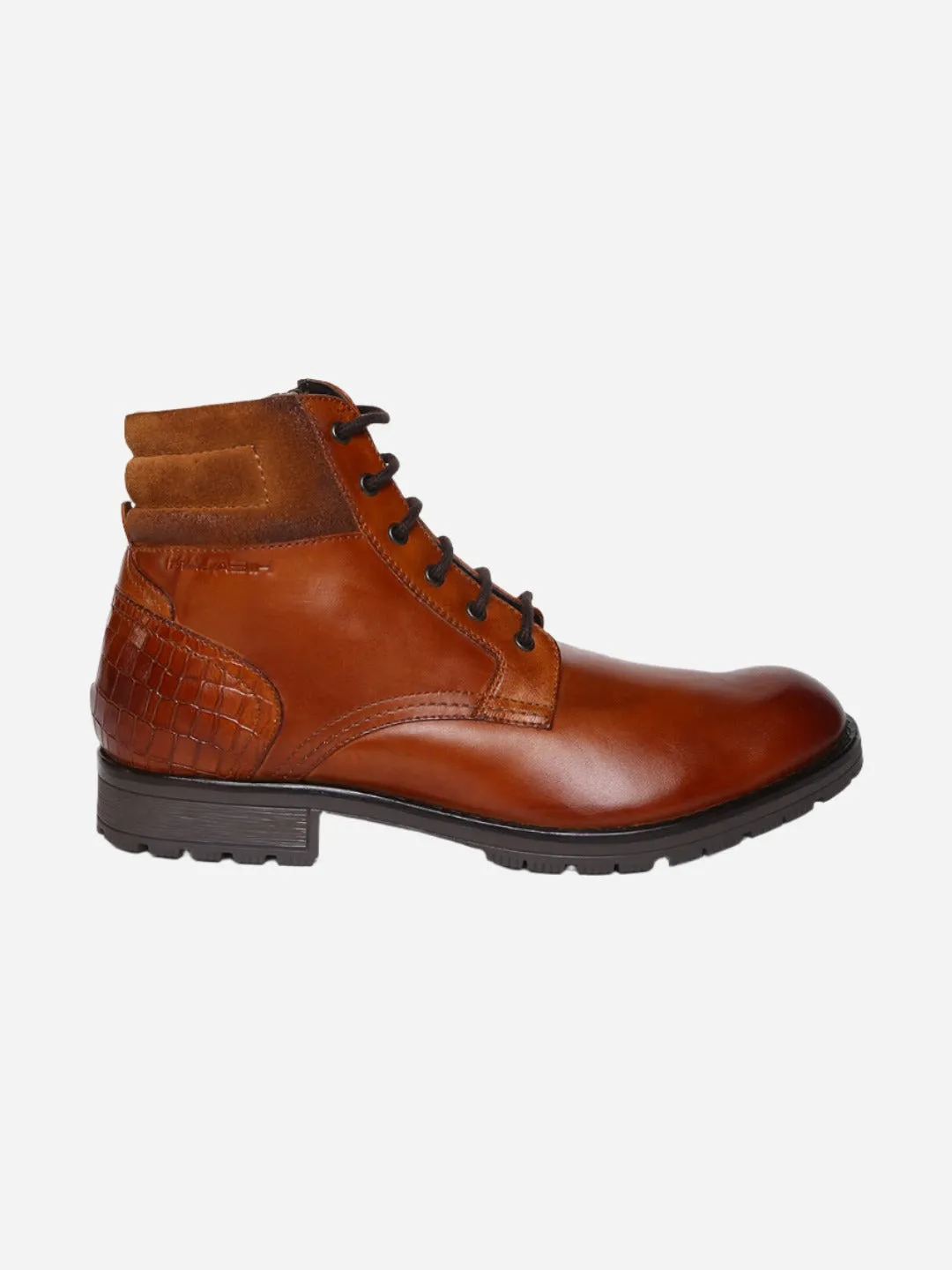Masabih Genuine Leather Tan Ankle Zipper Boots for Men