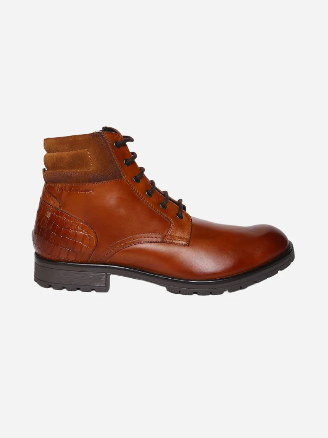 Masabih Genuine Leather Tan Ankle Zipper Boots for Men