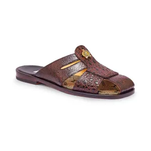 Mauri 5105 Men's Shoes Dark Brown Frog-Skin Sandals (MA5324)