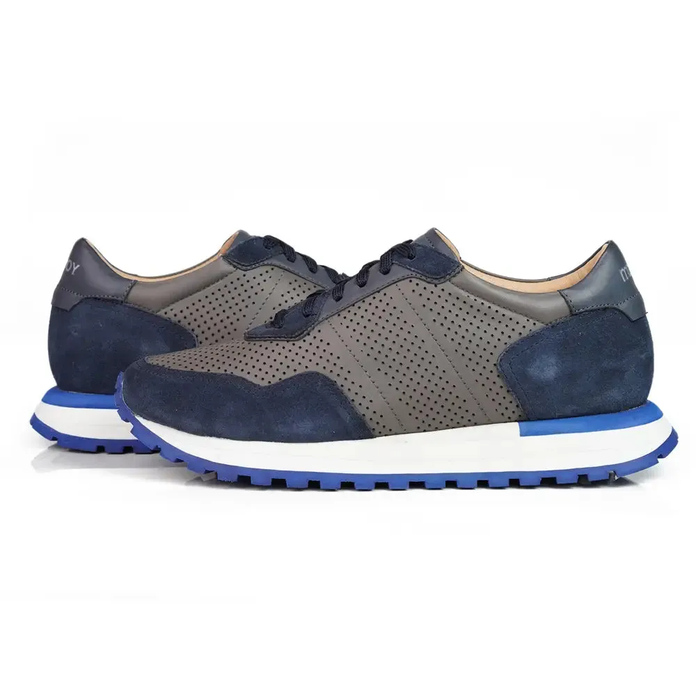 Mccoy Enzo Leather Men's Joggers Blue and Grey
