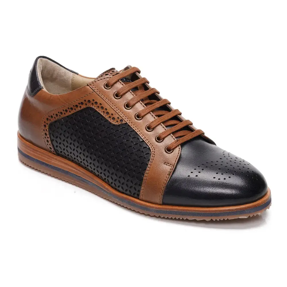 Mccoy Marko Full grain crust Men's classic formals Navy blue & Tan