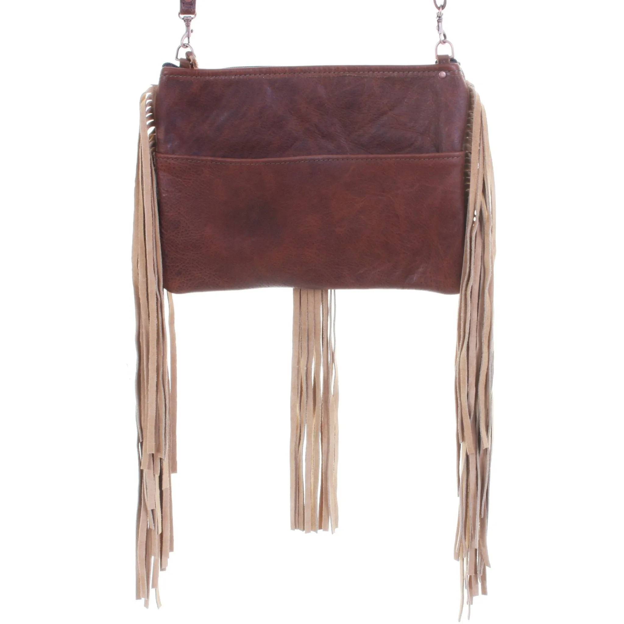 MDC02 - Brandy Pull-Up Fringe Medium Clutch