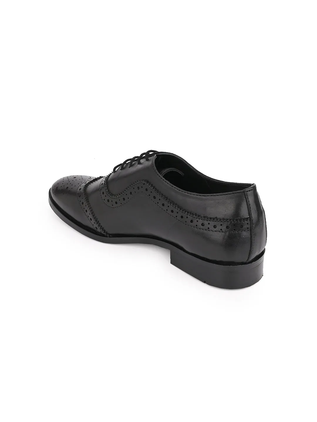 Men Black Solid Brogue Oxford Formal Shoes