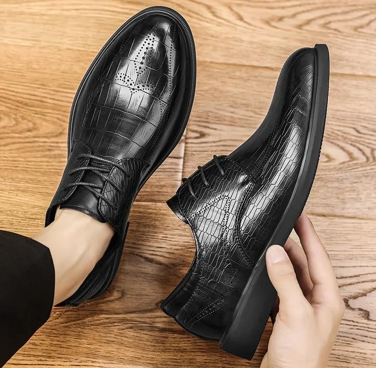 Men Casual Wedding Dress Shoes Men's Patent Leather Derby Shoes Fashion Classic Lace Up Low Oxfords Shoes(10.5)