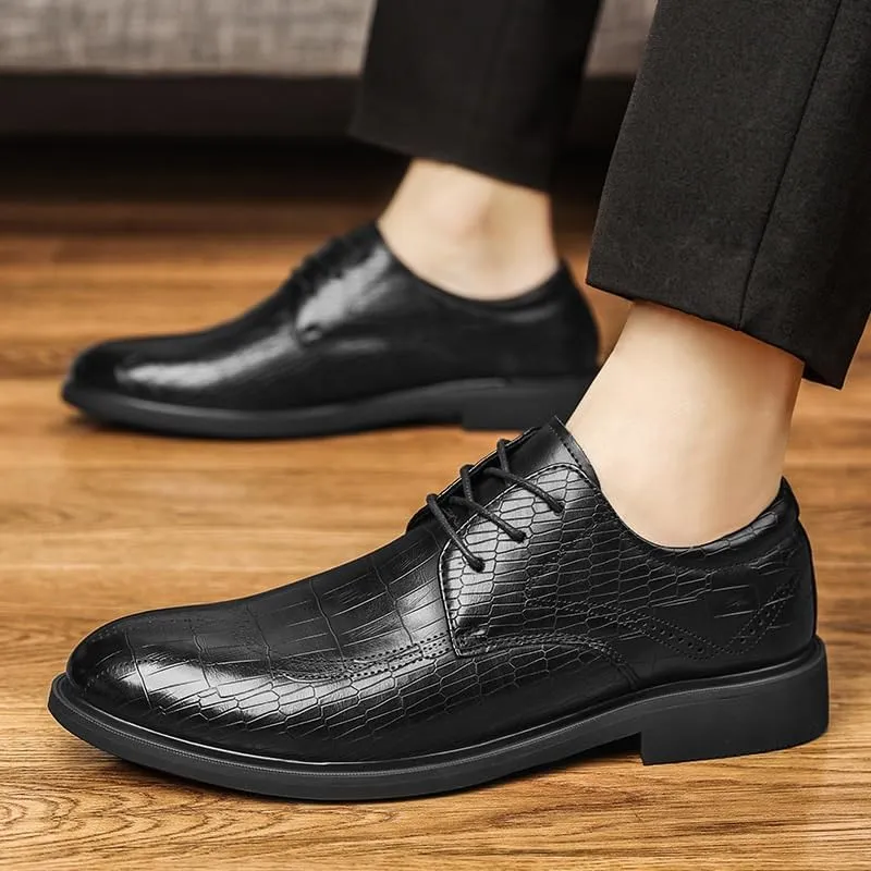 Men Casual Wedding Dress Shoes Men's Patent Leather Derby Shoes Fashion Classic Lace Up Low Oxfords Shoes(10.5)