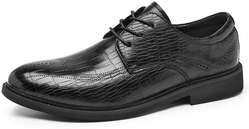 Men Casual Wedding Dress Shoes Men's Patent Leather Derby Shoes Fashion Classic Lace Up Low Oxfords Shoes(10.5)