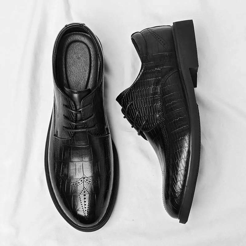 Men Casual Wedding Dress Shoes Men's Patent Leather Derby Shoes Fashion Classic Lace Up Low Oxfords Shoes(10.5)