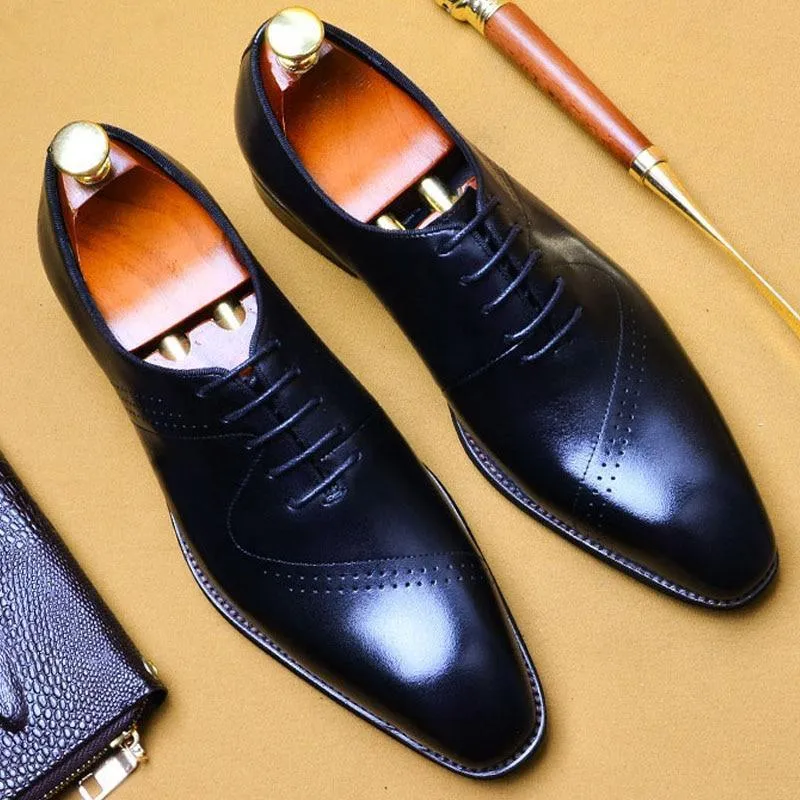 Men Dress Shoes -  Salvatore Leather Oxford Shoes