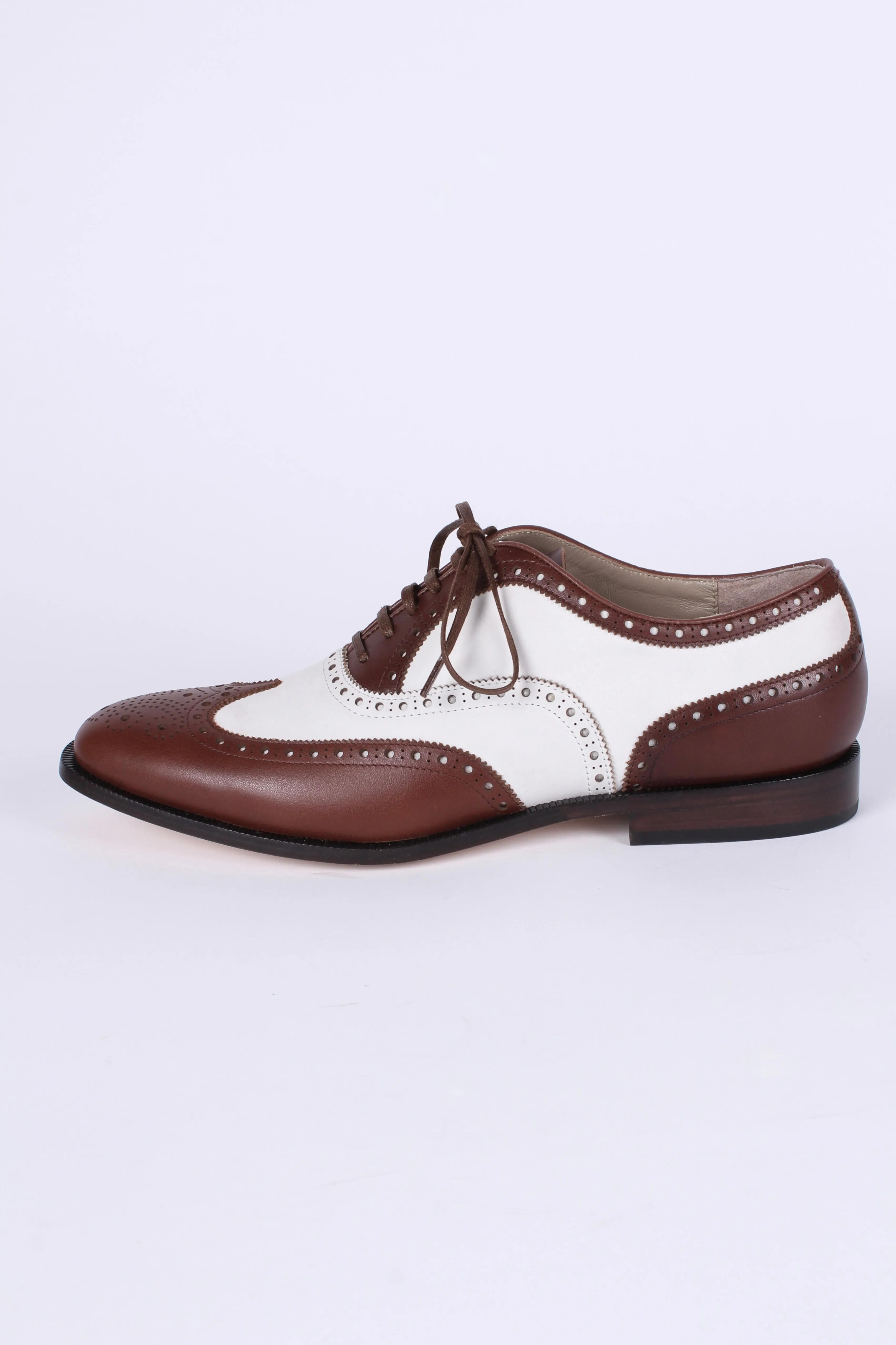 Men's 1930s-style spectator shoe - dark brown / off-white - Charles