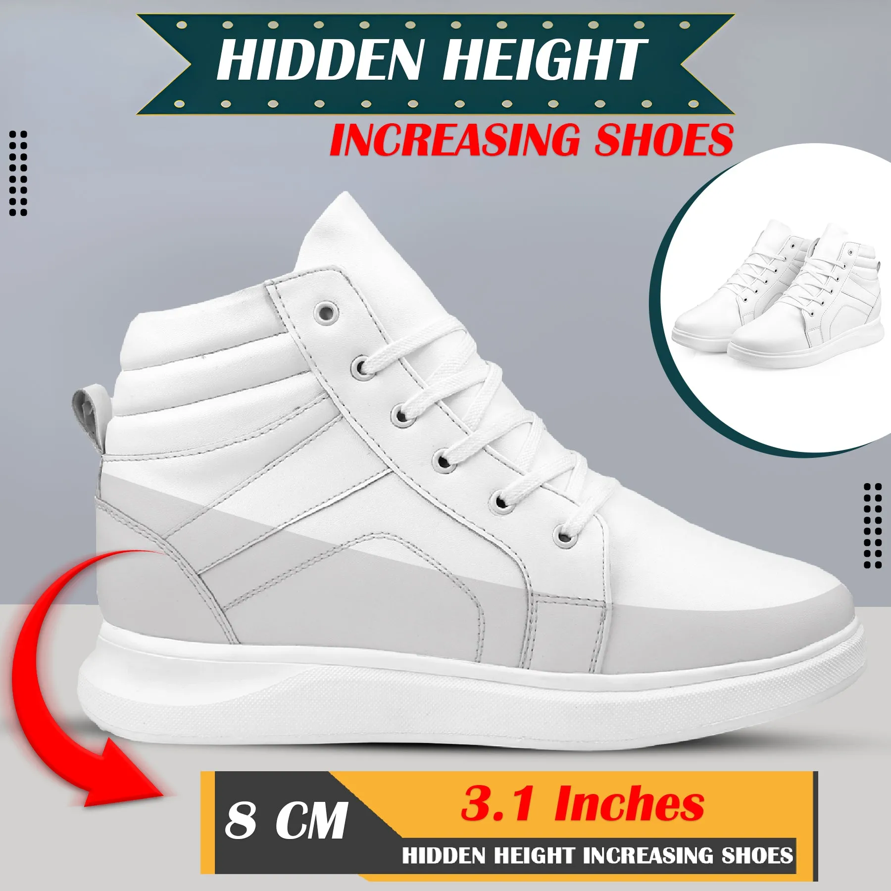 Men's 3.1 Inches (8CM) Hidden Height Increasing Boots