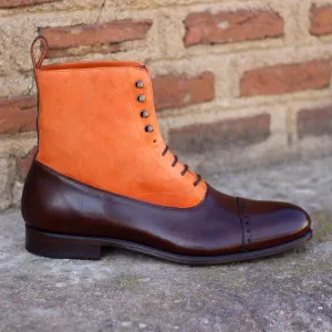 Men's Balmoral Leather Boots Wide Plus Size Dark Brown Orange 1881