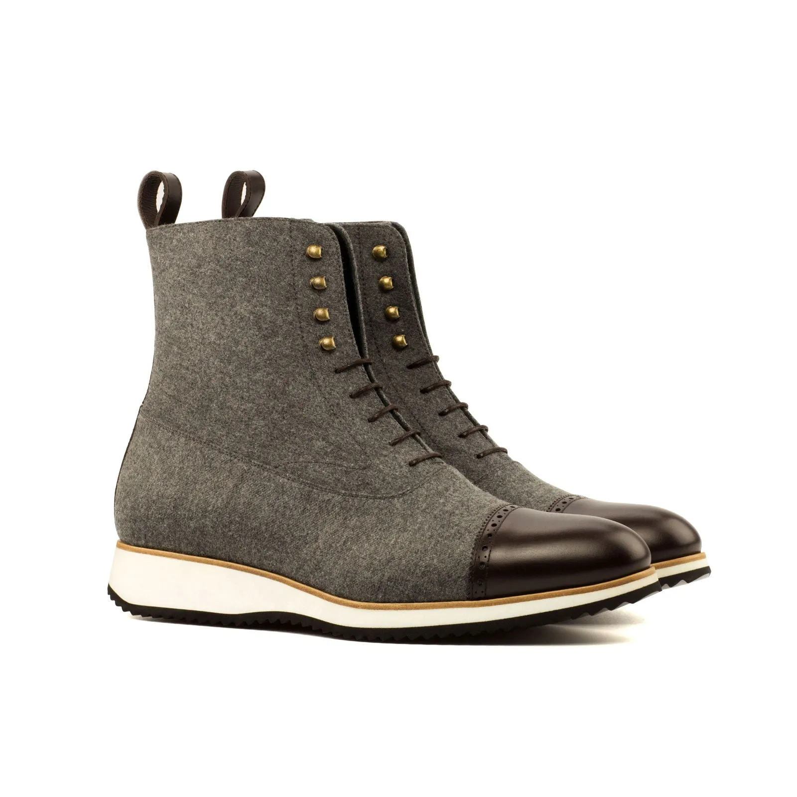 Men's Balmoral Leather Boots Wide Plus Size Grey Dark Brown 3665