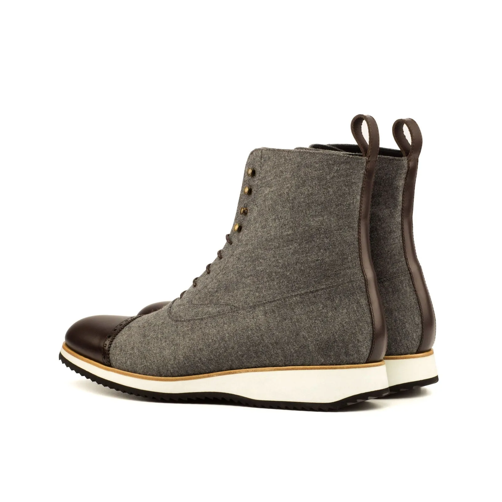 Men's Balmoral Leather Boots Wide Plus Size Grey Dark Brown 3665