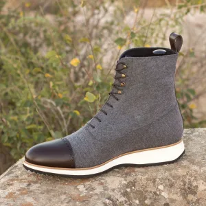 Men's Balmoral Leather Boots Wide Plus Size Grey Dark Brown 3665