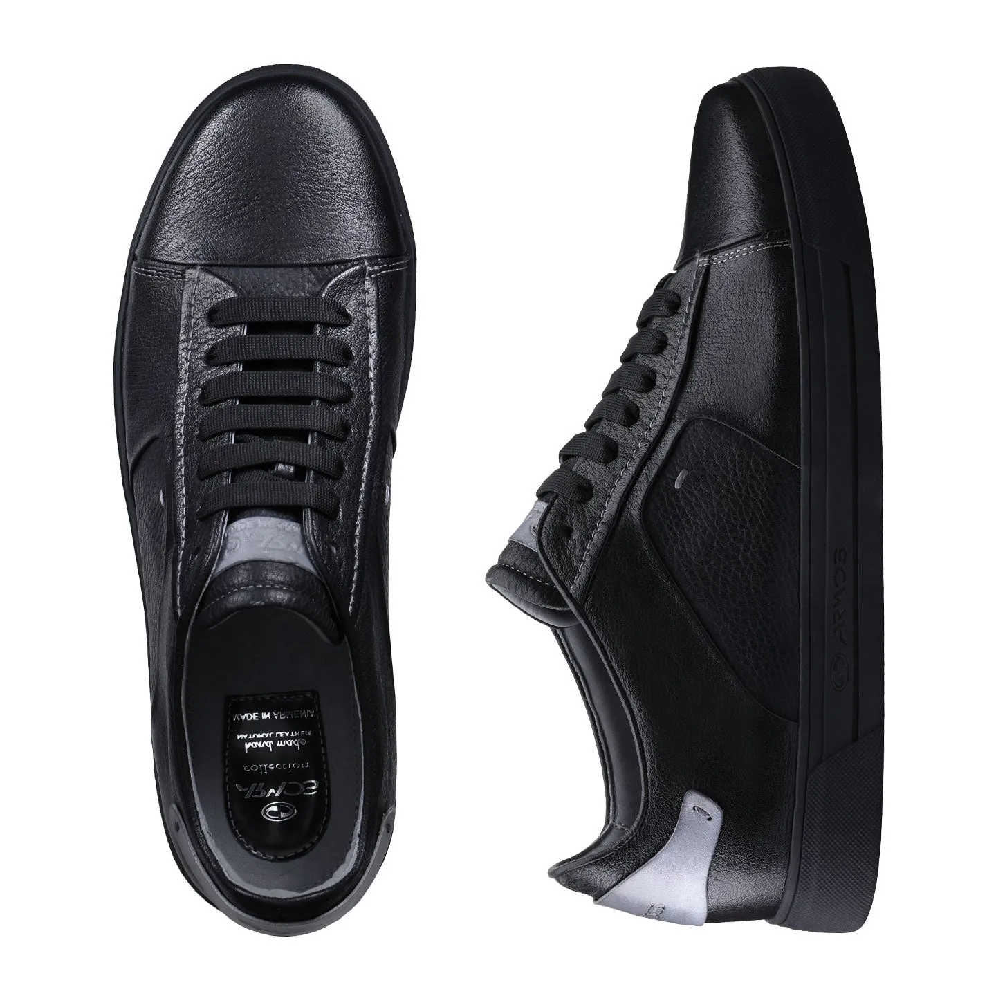 Men's Black Sneaker with Silver Inserts