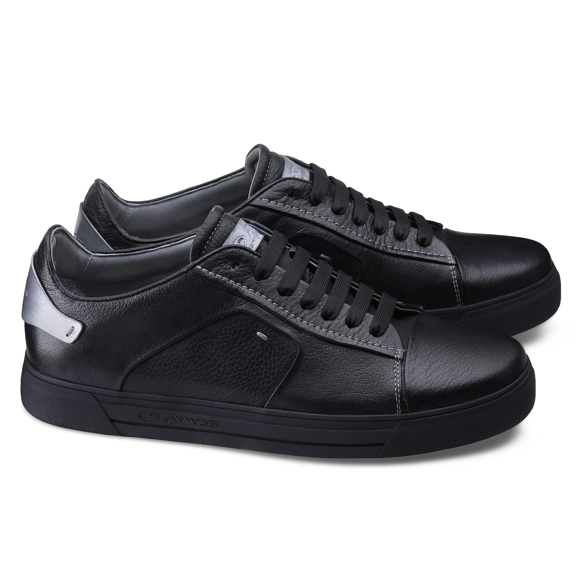 Men's Black Sneaker with Silver Inserts
