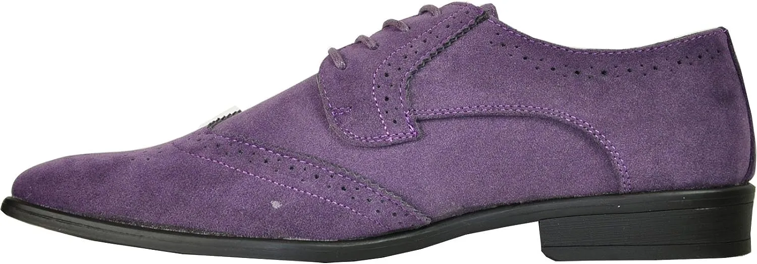 Men's Blue Oxford Suede Wingtip Leather Dress Shoes
