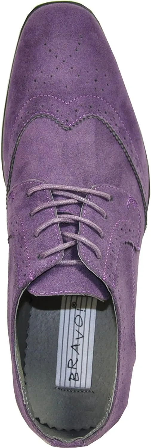 Men's Blue Oxford Suede Wingtip Leather Dress Shoes